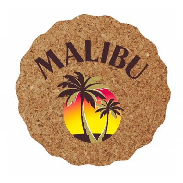 3.625" cork coaster with scalloped edges and customization.... from ASI 91880 Tranter Graphics Inc