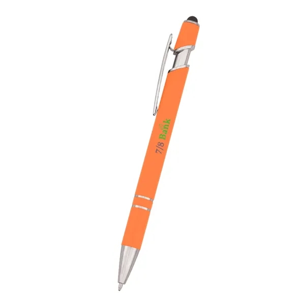 Roslin pen measuring 5 1/2" with a plunger-action mechanism and stylus... from ASI 61125 Hit Promotional Products / Hit®