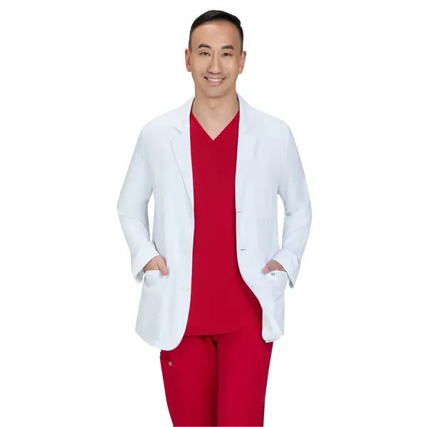 Essentials - Men's Five-Pocket Water Repellent Lab Coat... from ASI 86018 Scrub Authority / Uniform Stores