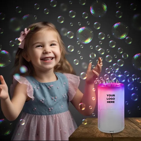 Multi-color flashing LED Bubble Jet Machine with 8 ounce tray USB... from ASI 42016 Brighter Promotions Inc