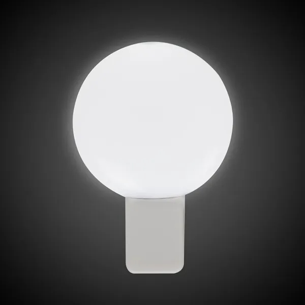 Round white clip-on LED light with 150mAh battery and three flash... from ASI 42016 Brighter Promotions Inc