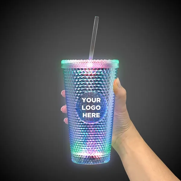 16 oz. tumbler with lid, straw and built-in LED lights.... from ASI 42016 Brighter Promotions Inc