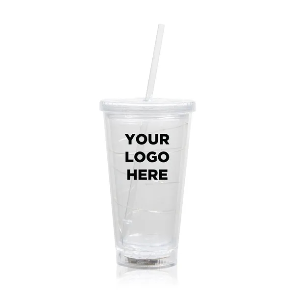 16 oz. clear acrylic plastic cup with double wall insulation, lid... from ASI 42016 Brighter Promotions Inc