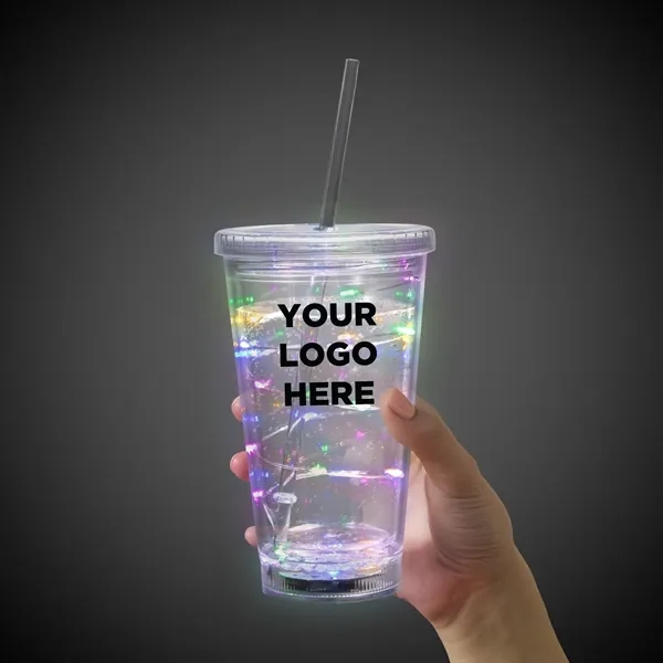 16 oz. clear acrylic plastic cup with double wall insulation, lid... from ASI 42016 Brighter Promotions Inc