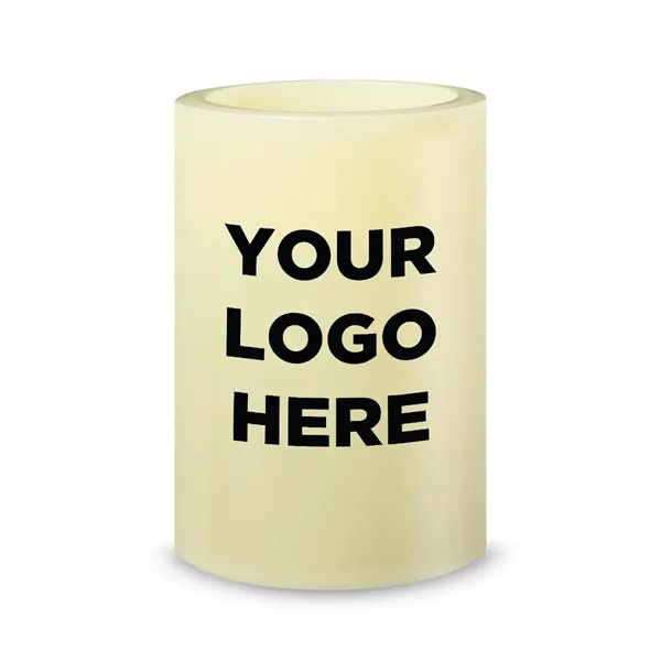 Flameless LED candles with customization; offered in votive, teal light and... from ASI 42016 Brighter Promotions Inc