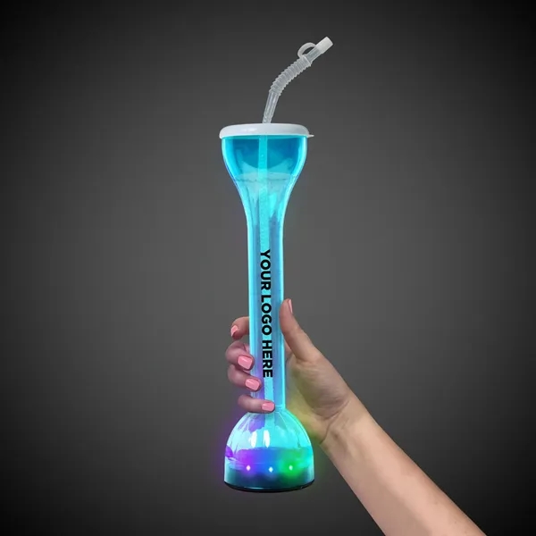 14" transparent plastic yard glasses with attachable lid and straw and... from ASI 42016 Brighter Promotions Inc