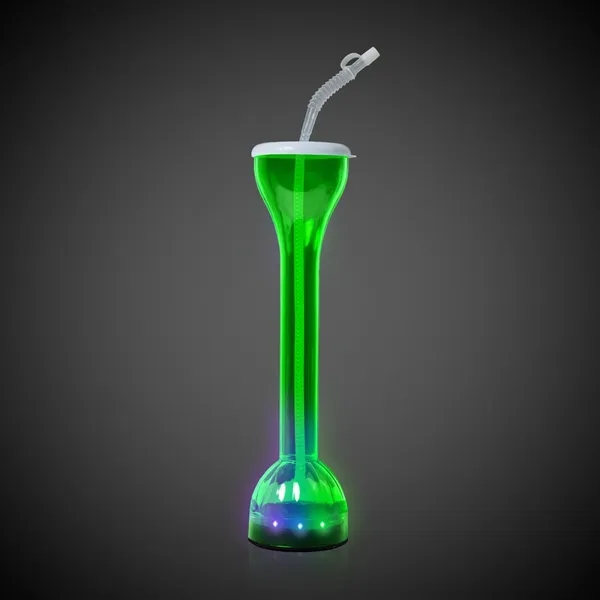 14" transparent plastic yard glasses with attachable lid and straw and... from ASI 42016 Brighter Promotions Inc