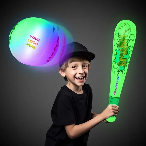 Inflatable baseball bat and ball set with LED lights.... from ASI 42016 Brighter Promotions Inc / Chemical Light™