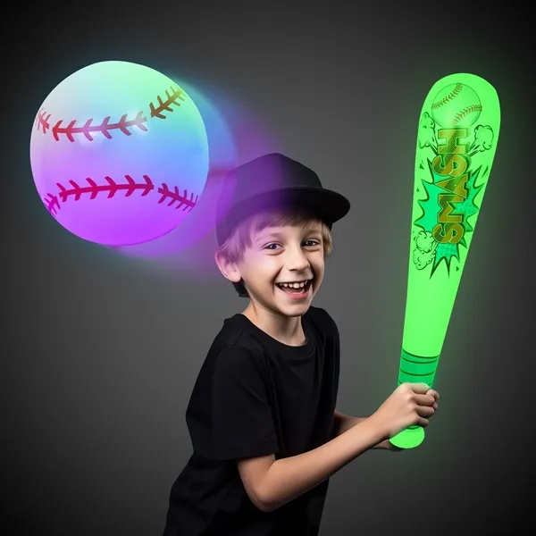 Inflatable baseball bat and ball set with LED lights.... from ASI 42016 Brighter Promotions Inc / Chemical Light™