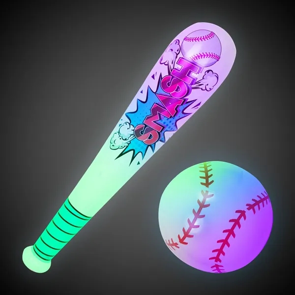 Inflatable baseball bat and ball set with LED lights.... from ASI 42016 Brighter Promotions Inc / Chemical Light™