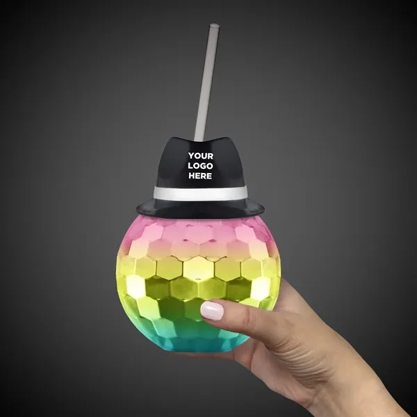 18 oz. plastic disco ball shaped cup with a 9" straw.... from ASI 42016 Brighter Promotions Inc