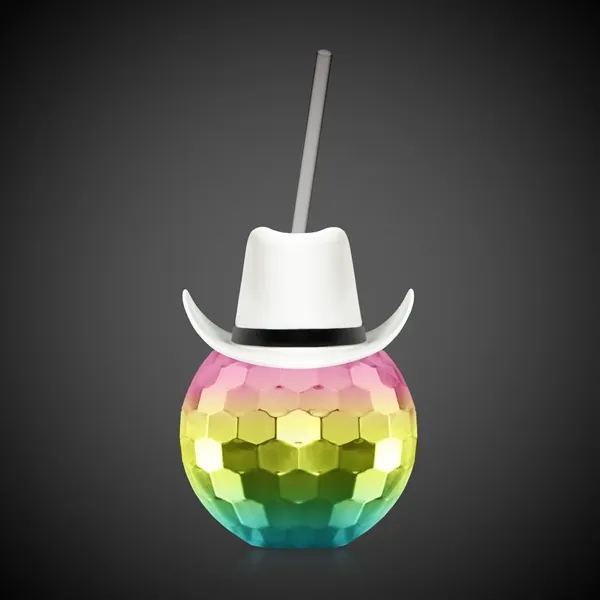 18 oz. plastic disco ball shaped cup with a 9" straw.... from ASI 42016 Brighter Promotions Inc