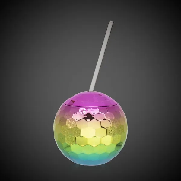 18 oz. plastic disco ball shaped cup with a 9" straw.... from ASI 42016 Brighter Promotions Inc