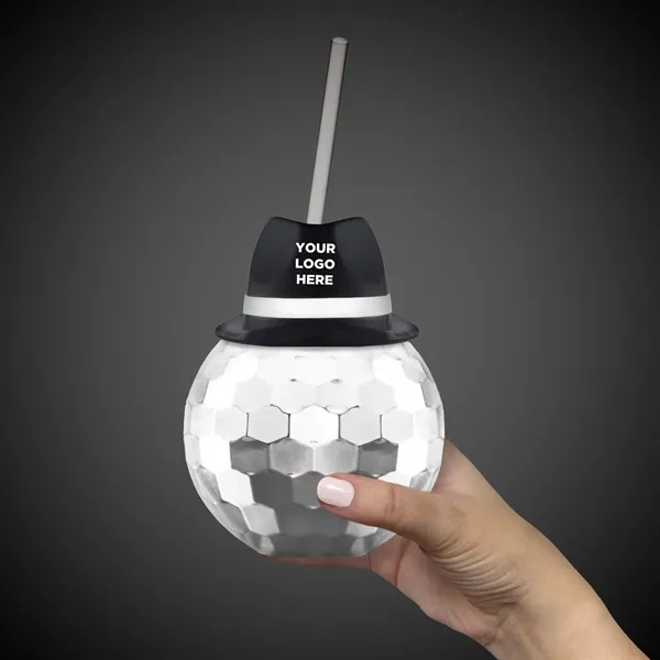 18 oz. silver disco ball cup with 9" plastic straw.... from ASI 42016 Brighter Promotions Inc