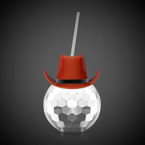 18 oz. silver disco ball cup with 9" plastic straw.... from ASI 42016 Brighter Promotions Inc