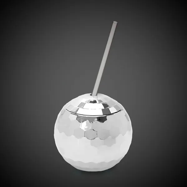 18 oz. silver disco ball cup with 9" plastic straw.... from ASI 42016 Brighter Promotions Inc