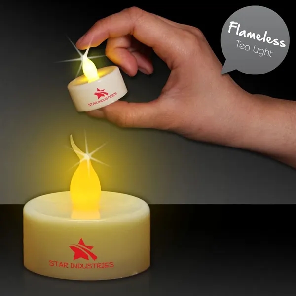 Flameless LED candles with customization; offered in votive, teal light and... from ASI 42016 Brighter Promotions Inc