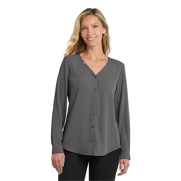 Port Authority Ladies Long Sleeve Button-Front Blouse.... from ASI 84863 SanMar