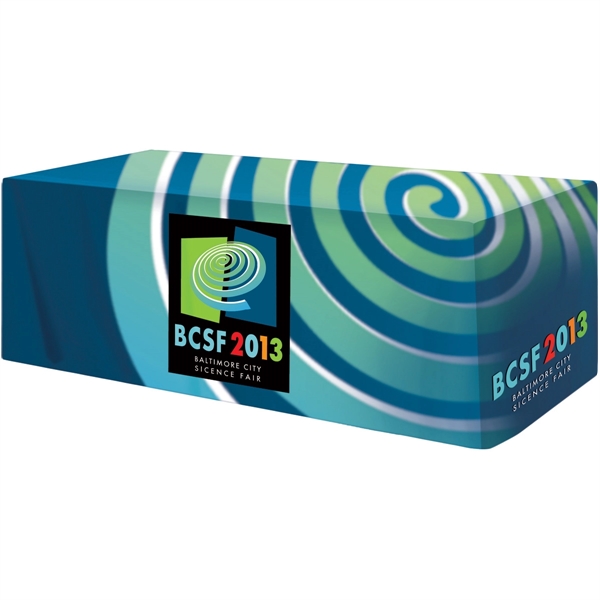 96" x 30" x 28" dye sublimated rPET polyester 4-sided table... from ASI 61966 HPG / Beacon Promotions