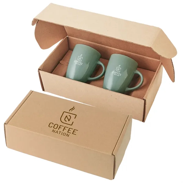 Gift box filled with two 12 oz. ceramic coffee mugs.... from ASI 52840 Evans Manufacturing