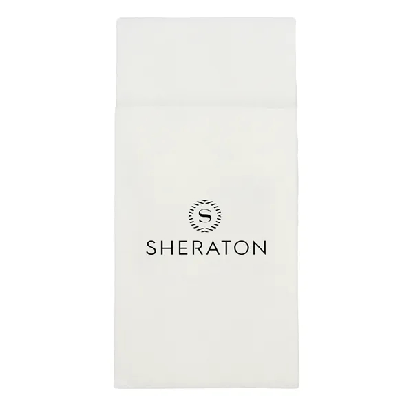4.25" x 8.5" white napkin with pockets to hold utensils.... from ASI 91880 Tranter Graphics Inc