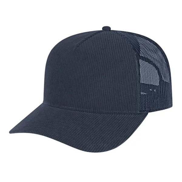 Medium profile five panel structured cap with a modified flat visor... from ASI 43792 Cap America Inc