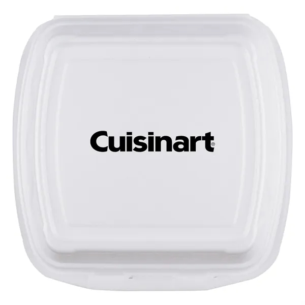 9" x 9" recyclable foam takeout style food container with attached... from ASI 91880 Tranter Graphics Inc