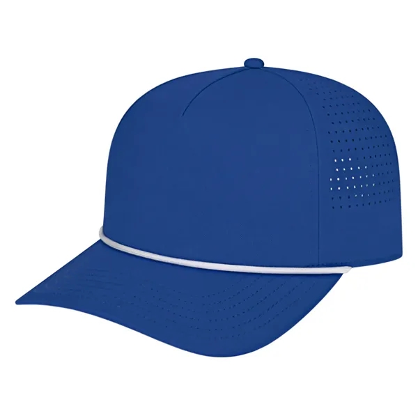 Medium profile five panel structured cap with a modified flat visor... from ASI 43792 Cap America Inc