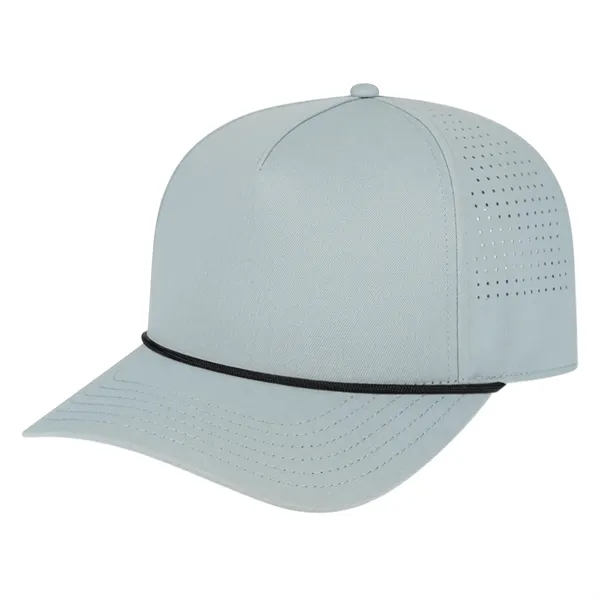 Medium profile five panel structured cap with a modified flat visor... from ASI 43792 Cap America Inc