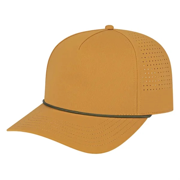 Medium profile five panel structured cap with a modified flat visor... from ASI 43792 Cap America Inc
