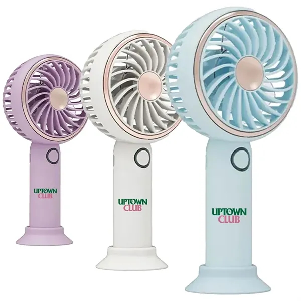 Handheld mini fan with LED light and lanyard; charges via USB.... from ASI 39552 BEL Promo