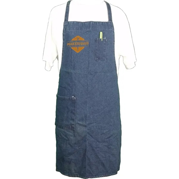 30" x 33" knee-length blue denim shop apron; includes a pen... from ASI 31260 AdCapitol
