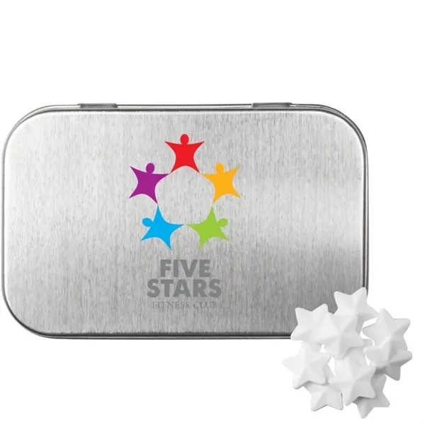 Rectangular Tin with Star Shaped Mints... from ASI 44900 NC Custom (CI/Lanco) / Chocolate Inn