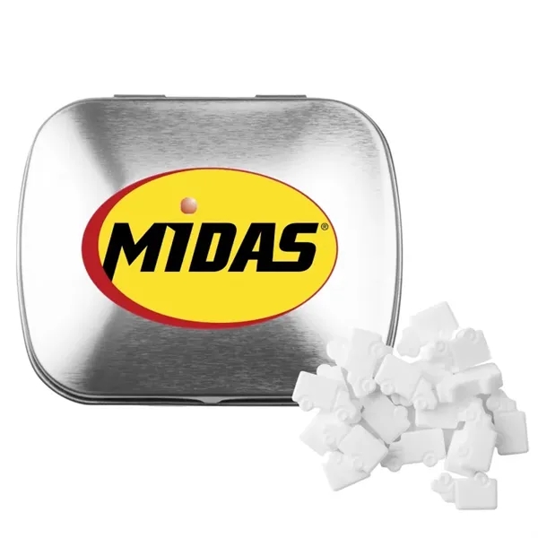 Customizable domed tin filled with truck shaped, sugar-free mints; includes full... from ASI 44900 NC Custom (CI/Lanco) / Chocolate Inn Chocolate Inn/Taylor & Grant Lanco