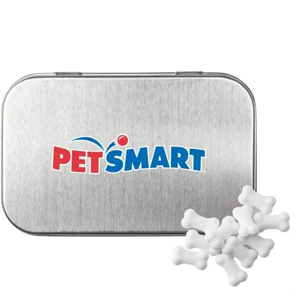 Rectangular Tin with Bone Shaped Mints... from ASI 44900 NC Custom (CI/Lanco) / Chocolate Inn