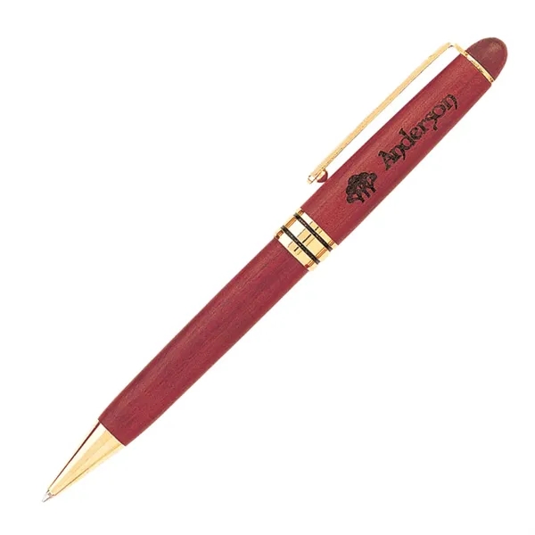 Rosewood twist-action ballpoint pen with gold plated brass trim and black... from ASI 90859 Tempo Industries Inc / Tempo Tempoline