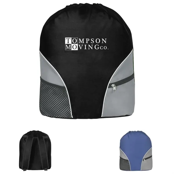 Drawstring backpack made of 210 denier polyester with 2 outside pockets.... from ASI 61125 Hit Promotional Products / Hit®