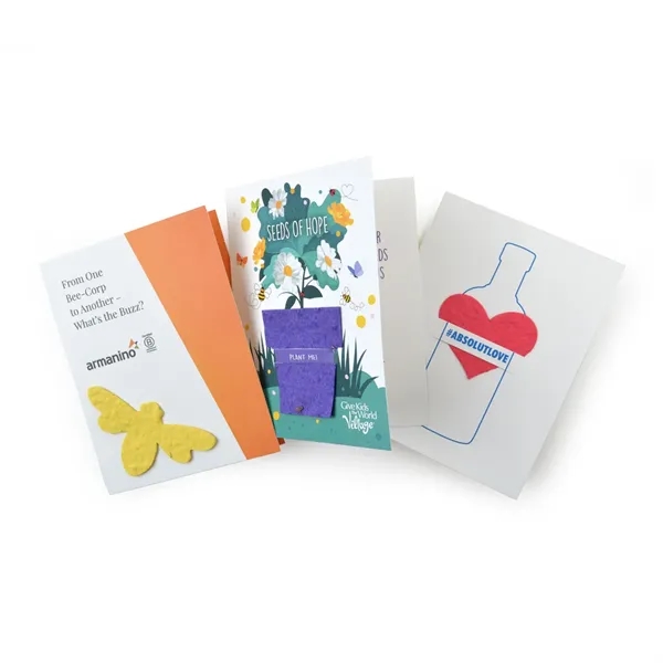 Recycled folding card with seed paper shape.... from ASI 40646 Bloomin Promotions / Bloomin' Promotions™