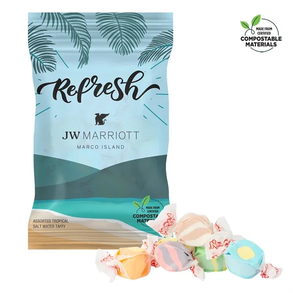 4 oz eco bag compostable with Tropical Salt Water Taffy... from ASI 44900 NC Custom (CI/Lanco) / Chocolate Inn