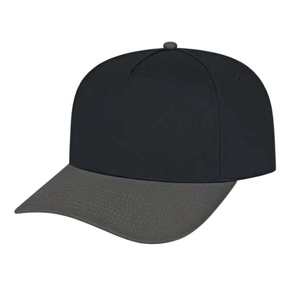 Medium profile five panel structured cap with a modified flat visor... from ASI 43792 Cap America Inc