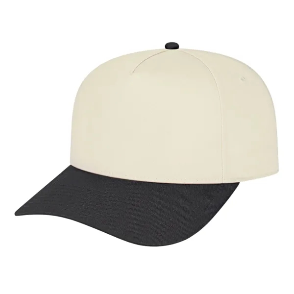 Medium profile five panel structured cap with a modified flat visor... from ASI 43792 Cap America Inc