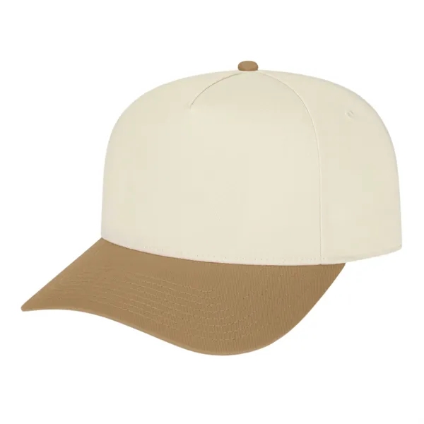 Medium profile five panel structured cap with a modified flat visor... from ASI 43792 Cap America Inc