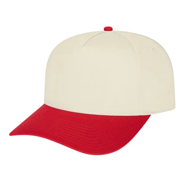 Medium profile five panel structured cap with a modified flat visor... from ASI 43792 Cap America Inc