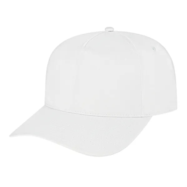 Medium profile five panel structured cap with a modified flat visor... from ASI 43792 Cap America Inc