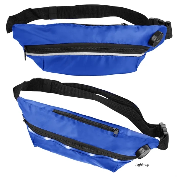 Fanny pack with battery-operated light strip, zipper closure and 60" adjustable... from ASI 61125 Hit Promotional Products / Hit®