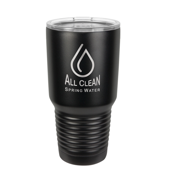 30 oz. black stainless steel tumbler with a vacuum sealed, clear-colored... from ASI 74601 Calico