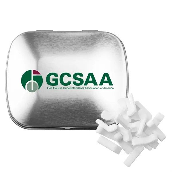 Customizable domed tin filled with golf club shaped, sugar-free mints; includes... from ASI 44900 NC Custom (CI/Lanco) / Chocolate Inn Chocolate Inn/Taylor & Grant Lanco