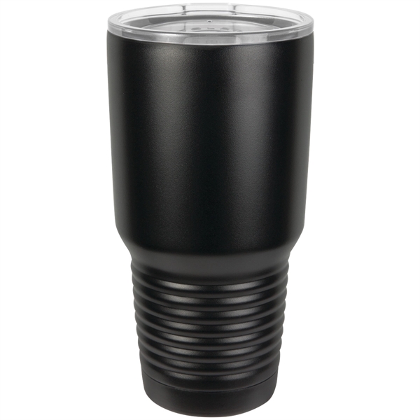 30 oz. black stainless steel tumbler with a vacuum sealed, clear-colored... from ASI 74601 Calico
