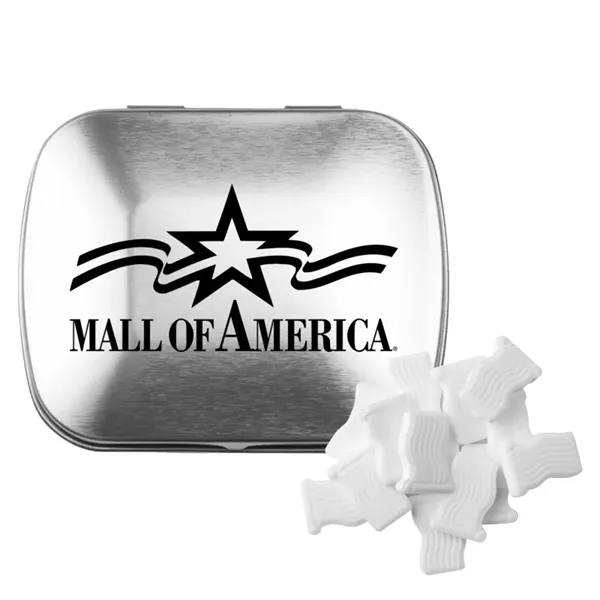 Customizable domed tin filled with flag shaped, sugar-free mints; includes full... from ASI 44900 NC Custom (CI/Lanco) / Chocolate Inn Chocolate Inn/Taylor & Grant Lanco