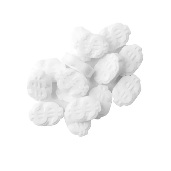 Customizable domed tin filled with dollar sign shaped, sugar-free mints; includes... from ASI 44900 NC Custom (CI/Lanco) / Chocolate Inn Chocolate Inn/Taylor & Grant Lanco